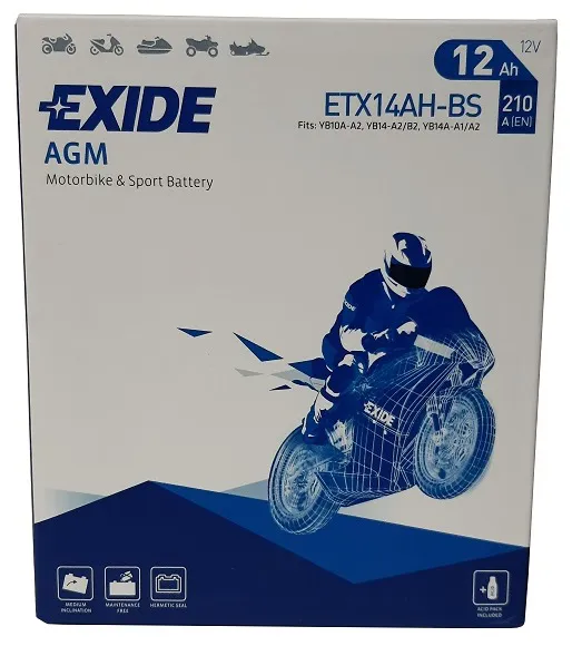  Akumulator EXIDE ETX14AH-BS/YTX14AH-BS 12V 12Ah 210A