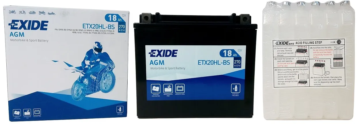 Akumulator motocyklowy EXIDE ETX20HL-BS/YTX20HL-BS 12V 18Ah 270A