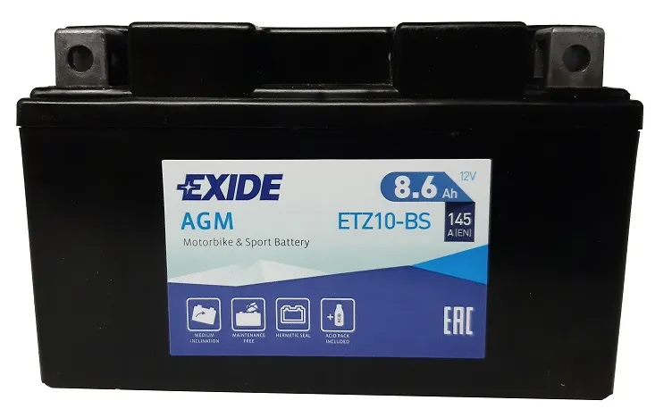 Akumulator motocyklowy EXIDE ETZ10-BS/YTZ10-BS 12V 8.6Ah 145A