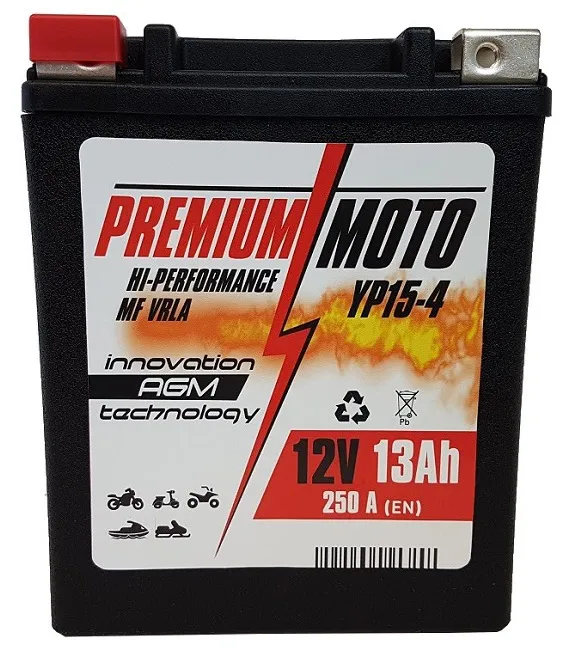 Akumulator Motocyklowy YP15-4/YTX14AH/YB14-A2/YB14-B2 12V 13Ah 250A Premium Moto