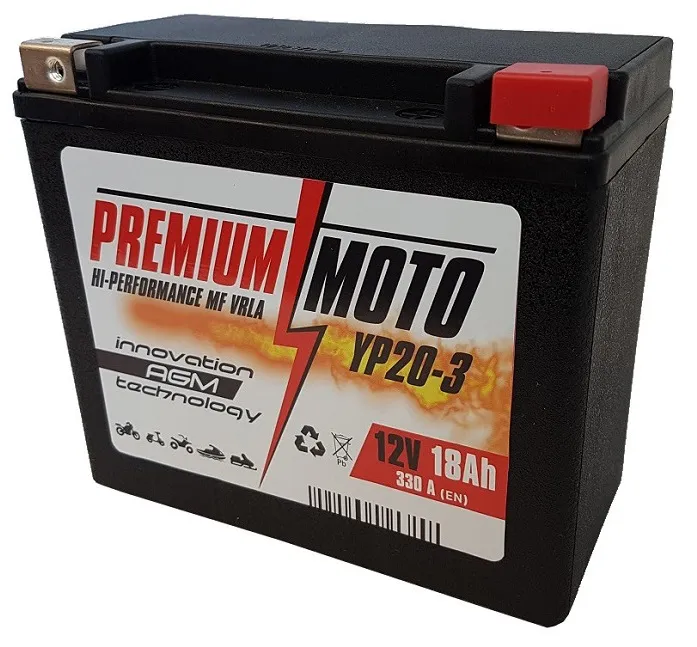  Akumulator Motocyklowy YP20-3/YTX20L/YTX20HL 12V 18Ah 330A Premium Moto