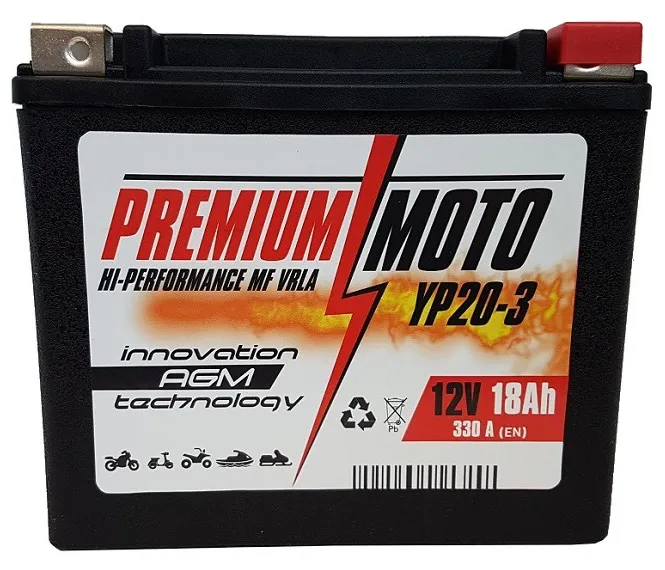 Akumulator Motocyklowy YP20-3/YTX20L/YTX20HL 12V 18Ah 330A Premium Moto